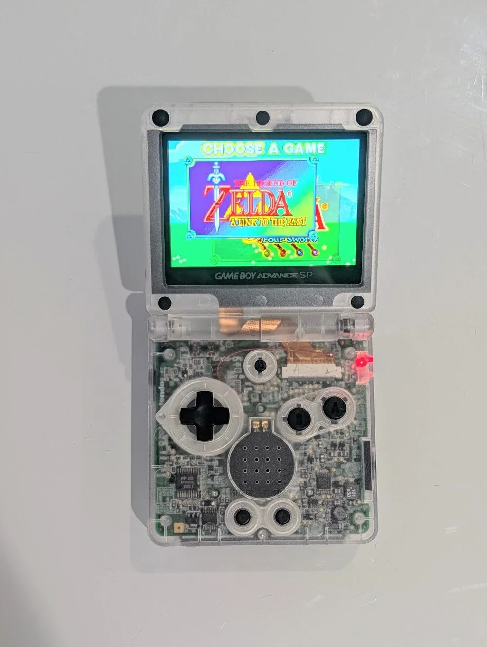 Strawberry Frog Clear Nintendo Game Boy Advance SP GBA SP with v5 IPS Screen